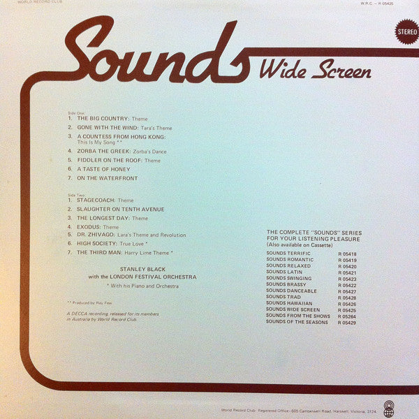 Stanley Black With The London Festival Orchestra : Sounds Wide Screen (LP, Comp, Club)