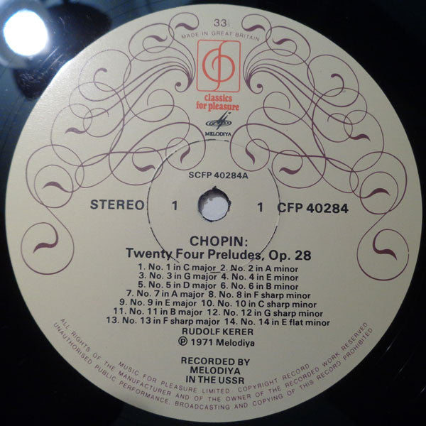 Frédéric Chopin, Rudolf Kerer : 24 Preludes Op. 28 / Prelude No. 25 In C Sharp Minor Op. 45 (LP, RE)