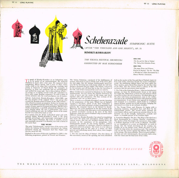 Rimsky-Korsakov* ;  The Vienna Festival Orchestra* Conducted By Max Schoenherr* : Scheherazade (LP, Album, Mono, Club)