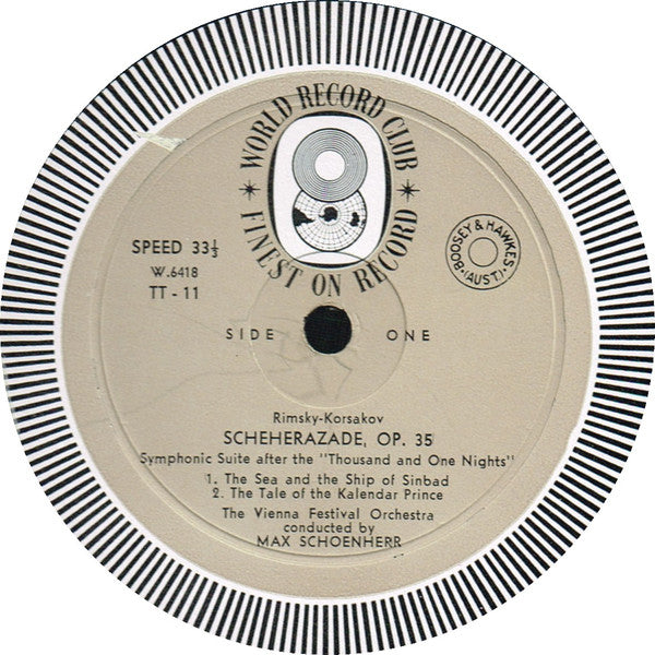 Rimsky-Korsakov* ;  The Vienna Festival Orchestra* Conducted By Max Schoenherr* : Scheherazade (LP, Album, Mono, Club)