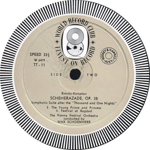 Rimsky-Korsakov* ;  The Vienna Festival Orchestra* Conducted By Max Schoenherr* : Scheherazade (LP, Album, Mono, Club)