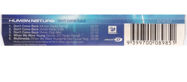 Human Nature : Don't Come Back (CD, Single, Enh)