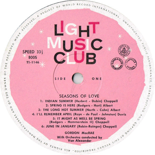 Gordon MacRae : Seasons Of Love (LP, Album, Mono, Club)