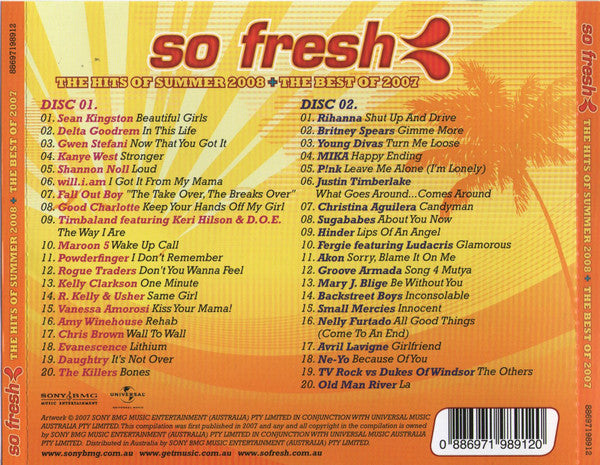 Various : So Fresh: The Hits Of Summer 2008 + The Best Of 2007 (2xCD, Comp)