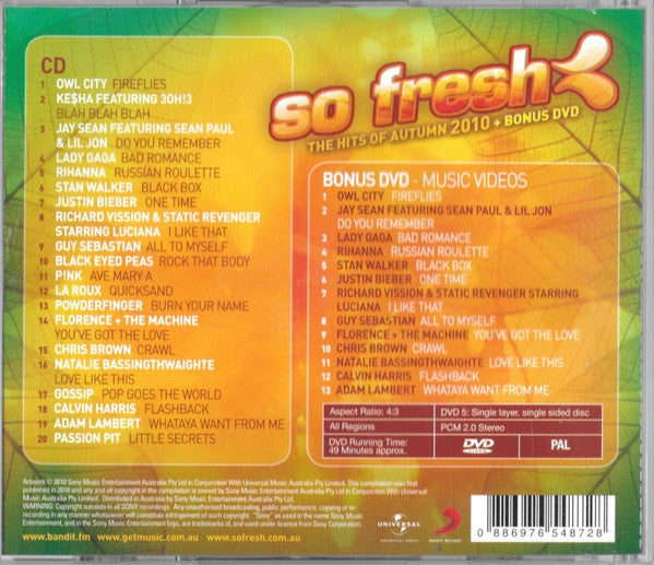Various : So Fresh: The Hits Of Autumn 2010 + Bonus DVD (CD, Comp + DVD-V, Comp, PAL)