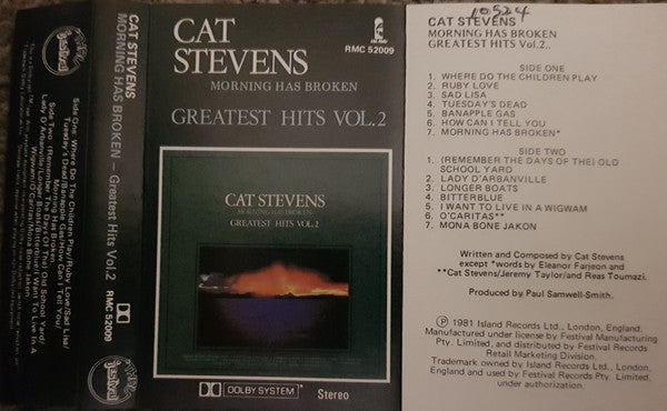Cat Stevens : Morning Has Broken - Greatest Hits Vol. 2 (Cass, Album, Comp)