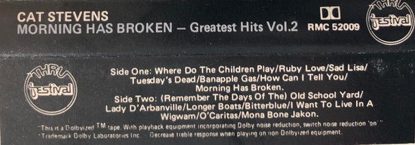 Cat Stevens : Morning Has Broken - Greatest Hits Vol. 2 (Cass, Album, Comp)