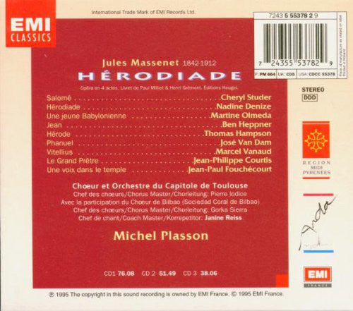 Massenet* - Cheryl Studer · Nadine Denize · Ben Heppner · Thomas Hampson · José van Dam · Chœur* Et Orchestre Du Capitole De Toulouse*, Michel Plasson : Hérodiade (Box, Album, Sli + 3xCD)
