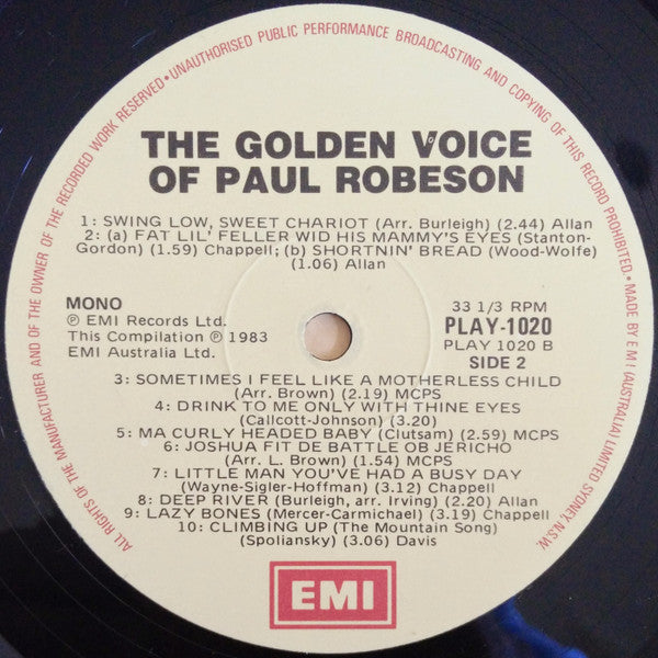 Paul Robeson : The Golden Voice Of Paul Robeson (LP, Comp, Mono)