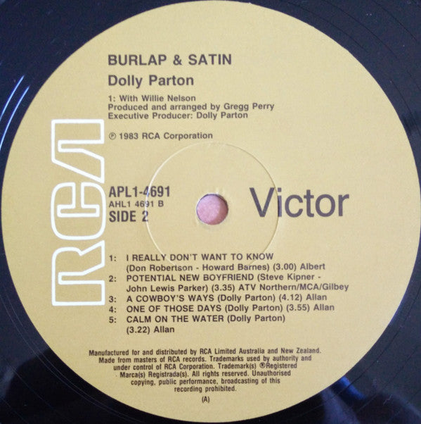 Dolly Parton : Burlap & Satin (LP, Album)