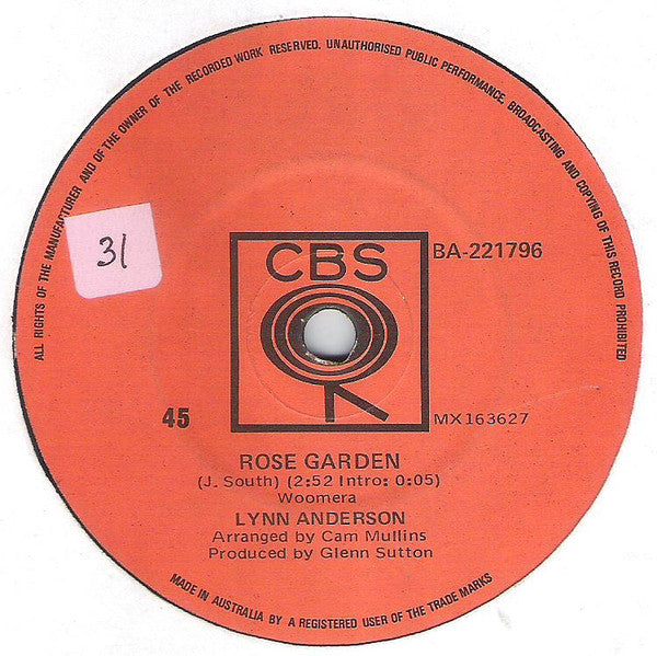 Lynn Anderson : Rose Garden (7", Single)