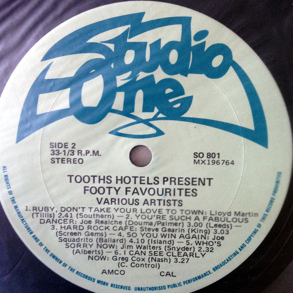 Various : Tooth's Hotels Present Footy Favourites (LP)