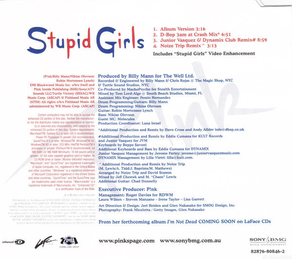 P!NK : Stupid Girls (CD, Single, Enh)