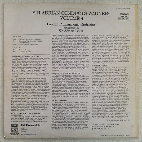 Wagner*, London Philharmonic Orchestra, Sir Adrian Boult : Sir Adrian Conducts Wagner (Volume 4) (LP)