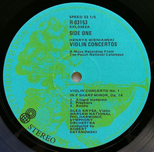 Henryk Wieniawski : Two Violin Concertos (LP, Album, Club)