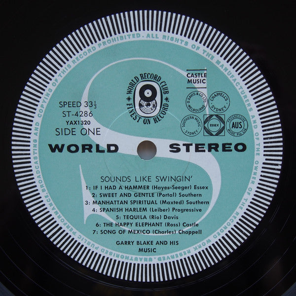 Garry Blake & His Music : Sounds Like Swingin' (LP, Album, Club)