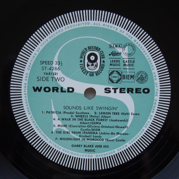 Garry Blake & His Music : Sounds Like Swingin' (LP, Album, Club)