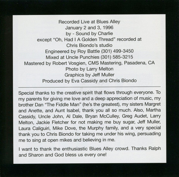 Eva Cassidy : Live At Blues Alley (CD, Album, RE)
