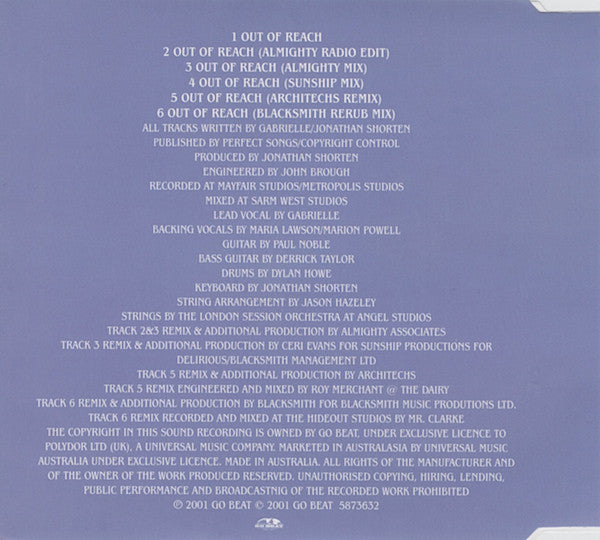 Gabrielle : Out Of Reach (CD, Single)