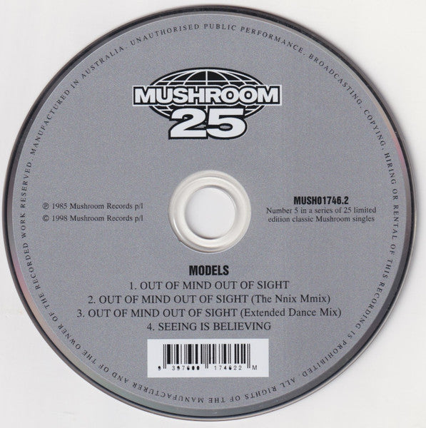 Models (2) : Out Of Mind Out Of Sight  (CD, Single, Ltd)