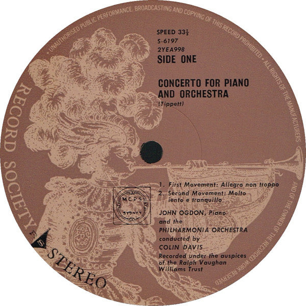 Sir Michael Tippett, John Ogdon, Philharmonia Orchestra, Sir Colin Davis : Piano Concerto ∙ Piano Sonata No. 2 (LP, Album, Club)