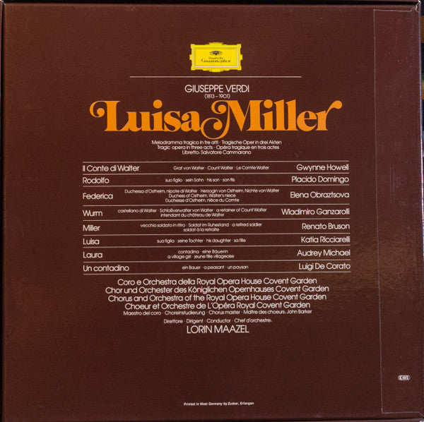 Verdi*, Ricciarelli*, Domingo*, Bruson*, Obraztsova*, Chorus* And Orchestra Of The Royal Opera House, Covent Garden, Maazel* : Luisa Miller (3xLP + Box)