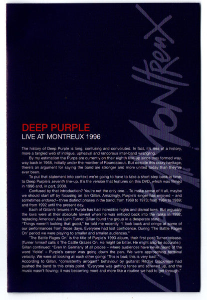 Deep Purple : Live At Montreux 1996 (DVD-V, Multichannel, PAL, DTS)