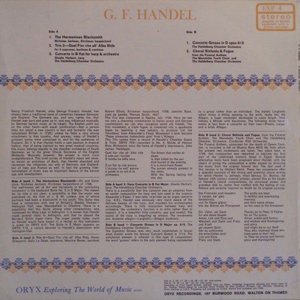 Georg Friedrich Händel : A Musical Portrait (LP, Comp)