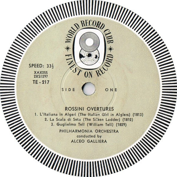 Rossini* / Alceo Galliera - Philharmonia Orchestra : Overtures (LP, Album, Mono, Club)