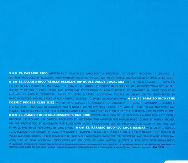 Deetah : El Paraiso Rico (CD, Maxi)