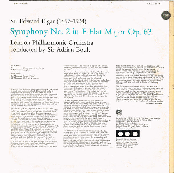 Elgar*, Sir Adrian Boult, London Philharmonic Orchestra : Symphony No, 2 In E Flat (LP, Album, Club)