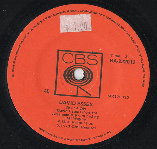 David Essex : Rock On (7", Single)