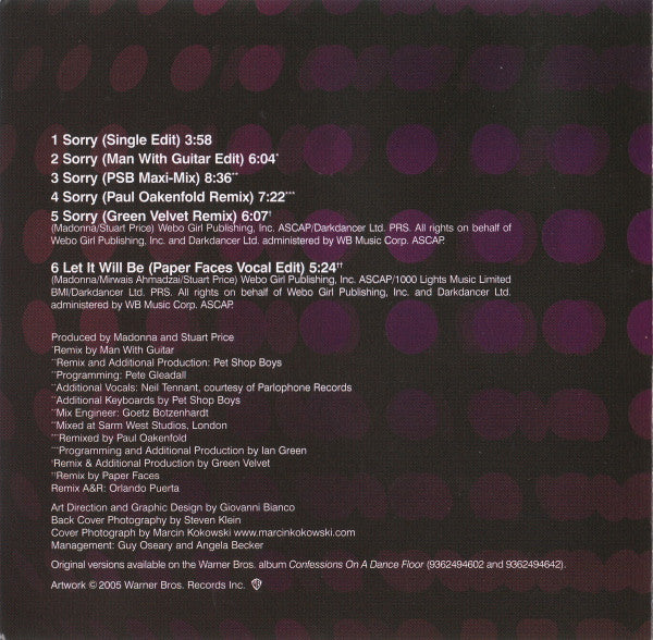 Madonna : Sorry (CD, Single)