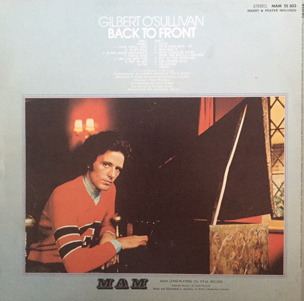 Gilbert O'Sullivan : Back To Front (LP, Album)