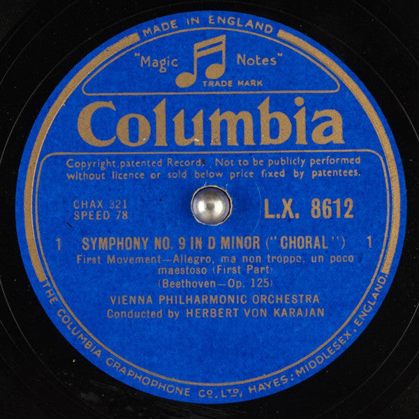 Ludwig Van Beethoven, Wiener Philharmoniker, Herbert Von Karajan : Symphony No. 9 In D Minor ("Choral") (9xShellac, 12")