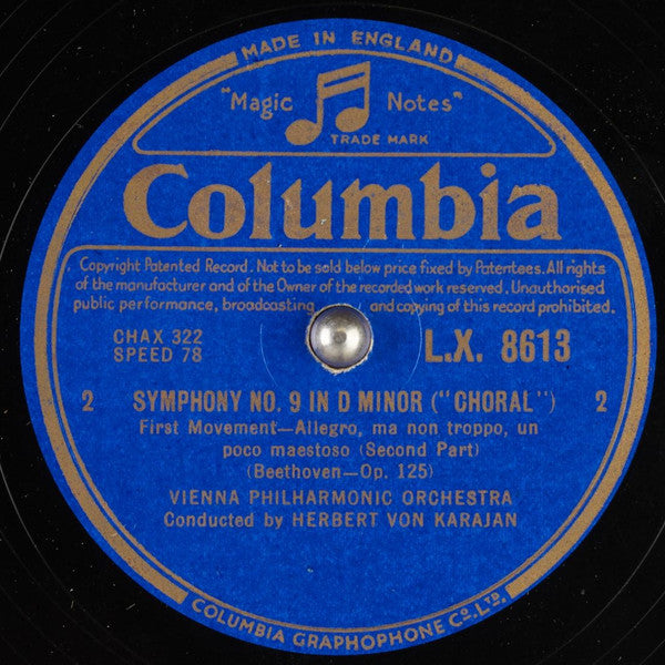 Ludwig Van Beethoven, Wiener Philharmoniker, Herbert Von Karajan : Symphony No. 9 In D Minor ("Choral") (9xShellac, 12")