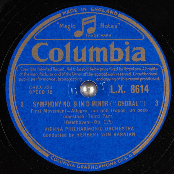 Ludwig Van Beethoven, Wiener Philharmoniker, Herbert Von Karajan : Symphony No. 9 In D Minor ("Choral") (9xShellac, 12")