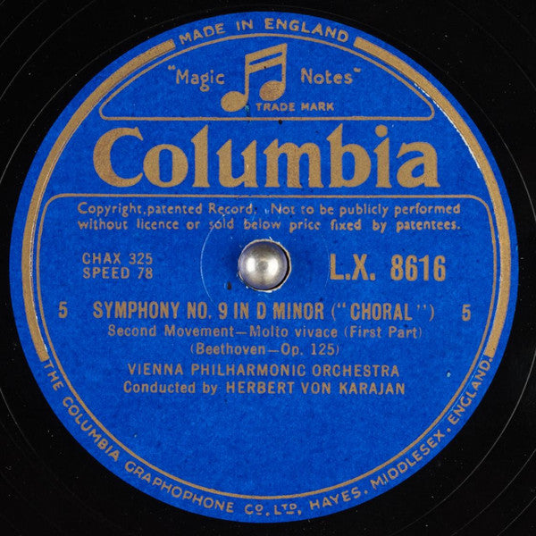 Ludwig Van Beethoven, Wiener Philharmoniker, Herbert Von Karajan : Symphony No. 9 In D Minor ("Choral") (9xShellac, 12")