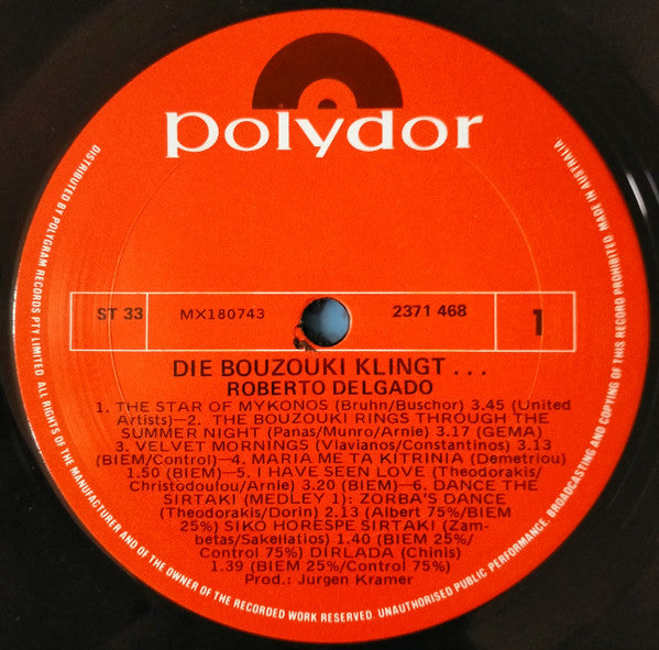 Roberto Delgado : Die Bouzouki Klingt... (LP, Album)