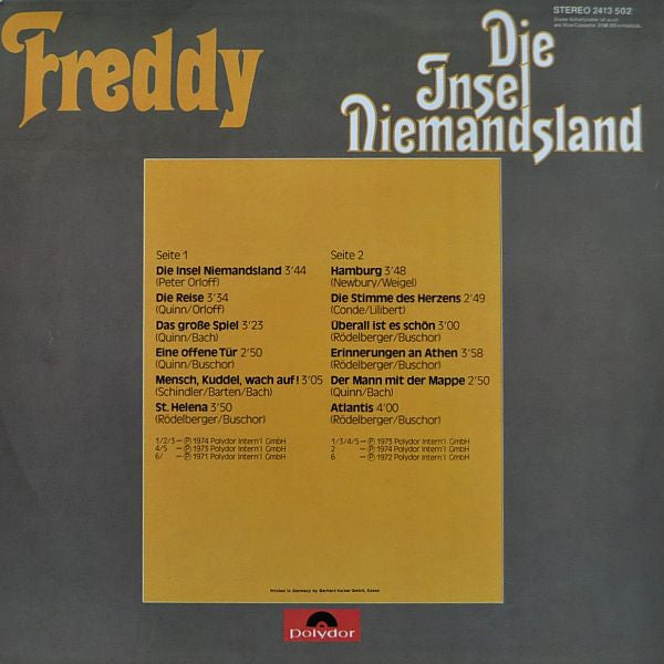 Freddy Quinn : Die Insel Niemandsland (LP, Comp)