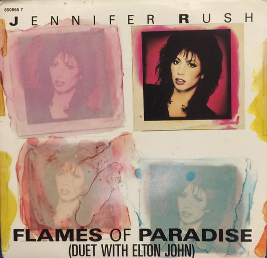 Jennifer Rush Duet With Elton John : Flames Of Paradise (7", Single, Ltd)