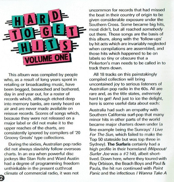 Various : Hard To Get Hits Volume One (CD, Comp)