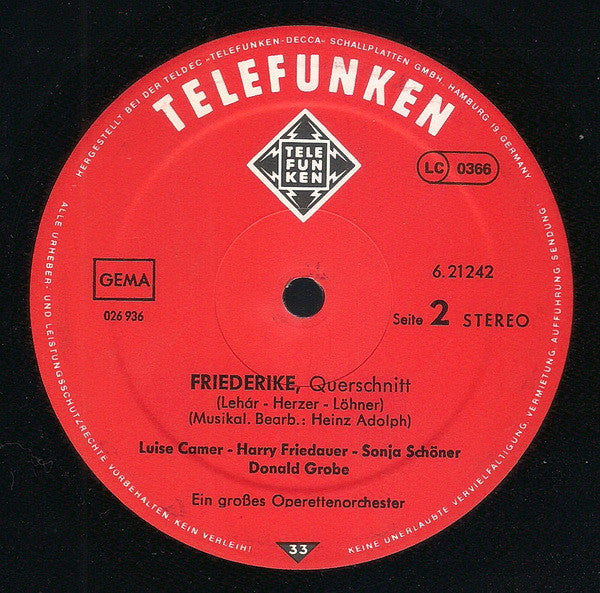 Various : Goldene Operette - Schwarzwaldmädel / Friederike (LP, RE)