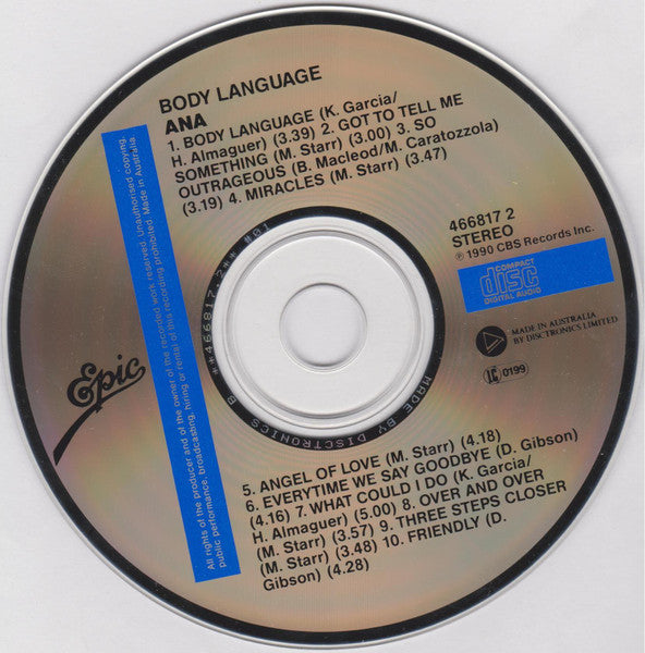 Ana : Body Language (CD, Album)