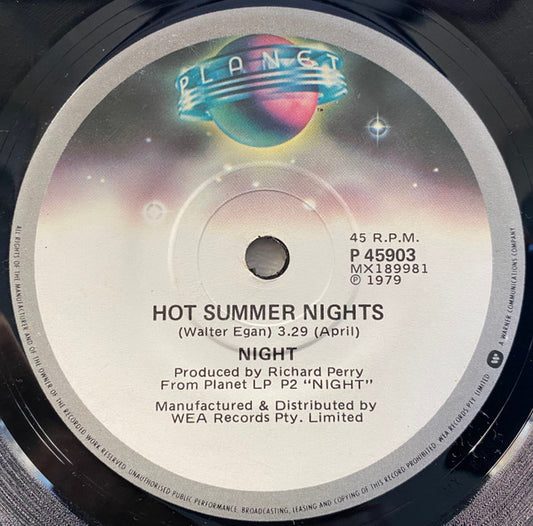 Night : Hot Summer Nights (7", Single)