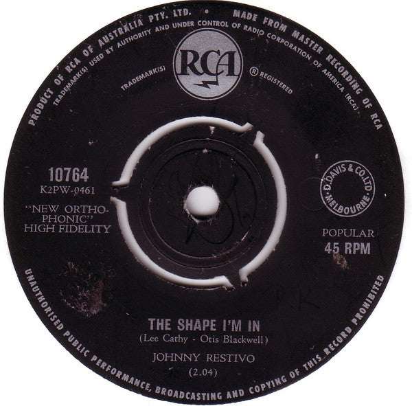 Johnny Restivo : The Shape I'm In (7")