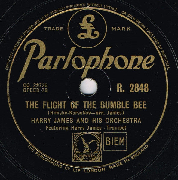 Harry James And His Orchestra : The Flight Of The Bumble Bee / The Carnival Of Venice (Shellac, 10", RP, ST)