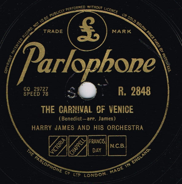 Harry James And His Orchestra : The Flight Of The Bumble Bee / The Carnival Of Venice (Shellac, 10", RP, ST)