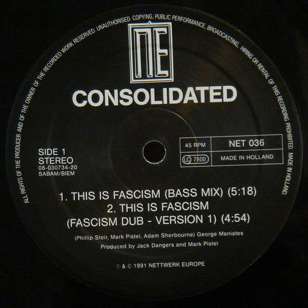 Consolidated : This Is Fascism (12")