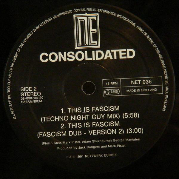 Consolidated : This Is Fascism (12")